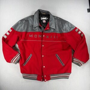 Schott NYC Varsity Jacket Mens XL Red Wool Grey Leather MCMXIII Made in USA